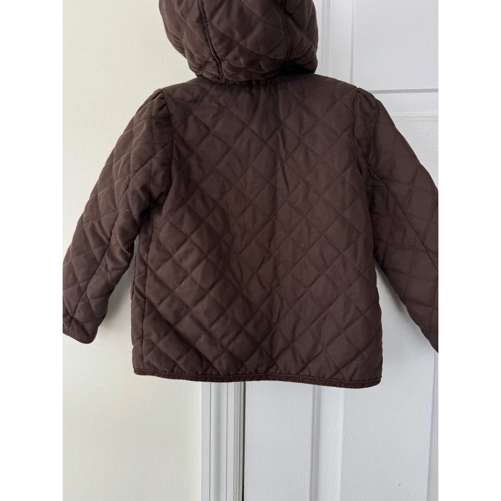 babyGap Toddler Quilted Hooded Jacket Brown Fleece Lined Barn Coat‎ 4 Years